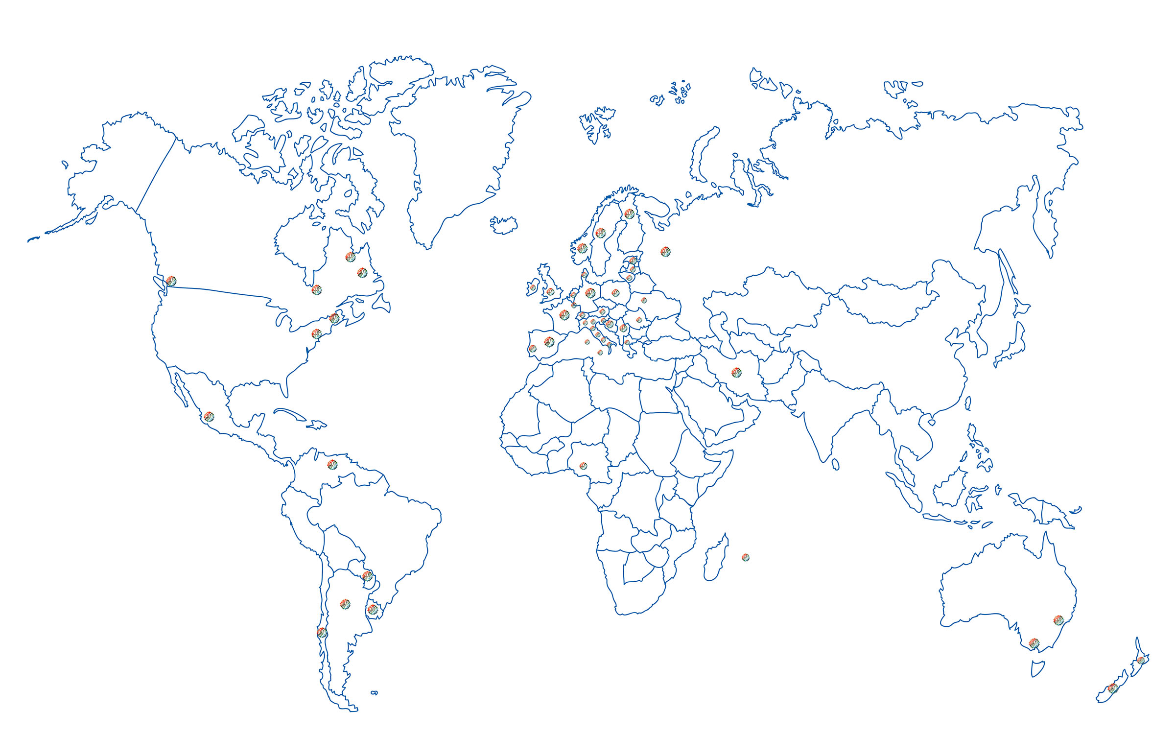 Контуры стран на карте